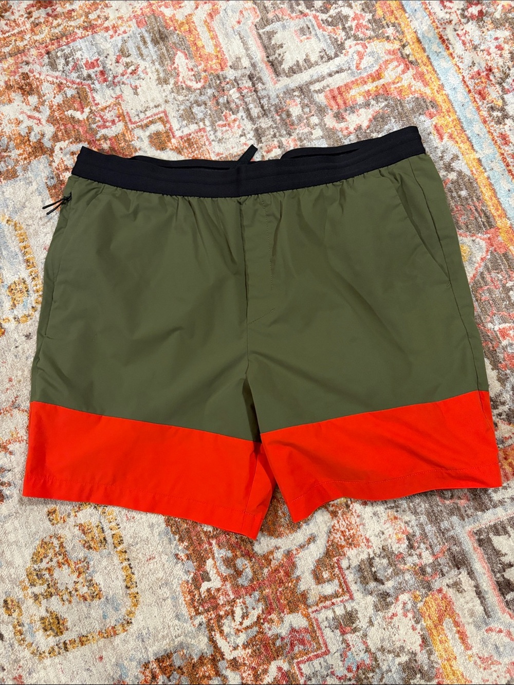 Banana Republic Olive & Orange Colorblock Hybrid Shorts